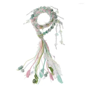 Urok bransoletki Chińska tybetańska bransoletka kwiat z koralikami łańcuch na nadgarstek etniczne frędzle biżuteria opaska na fashionistki