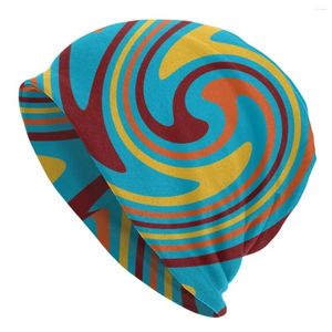 Berretti geometrici astratti turbinio modello Skullies berretti berretti unisex inverno caldo cappello lavorato a maglia Boho Tie Dye stile cappelli cofano