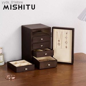 Jewelry Boxes MISHITU Jewelry Storage Box Natural Wooden Organizer Storage Beading Diamond Display Craft Jewelry Case Wooden Organizer Box L240323