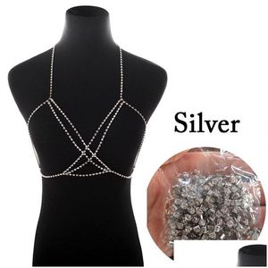 Övrigt Y Rhinestone Body Chain for Women Boho smycken Cross Chest Shining Crystal Party Decoration Accessory Drop Delivery Dhkta