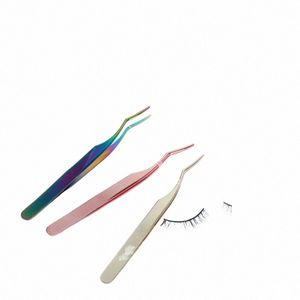 Extensi Eyel Clip Pinza per sopracciglia Applicatore L Acciaio Les False Eyeles Donna Punta curva Strumento di rimozione Innesto di metallo J1XJ #