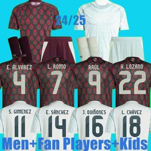 2024 2025 Meksika Futbol Forması Raulchicharito Lozano Dos Santos Club Futbol Çocuk Gömlek Çocuk Kiti H.Lozano Erkekler Üniformalar Hayranlar Oyuncu Versiyonu