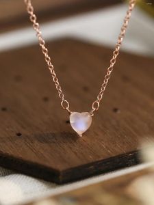 Chains European And American Personalized Simple Moonlight Stone Small Design Necklace For Women S925 Pure Silver Birthday Gift