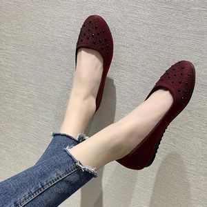 Casual Schuhe Frauen Flache 2024 Herbst Loafer Komfort Weiche Runde Kappe Strass Wohnungen