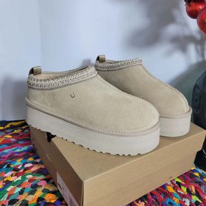 Tasman-Hausschuhe für Damen, Tazz-Hausschuhe, kastanienbraun, senfkörnig, klassisches Schaffell, Super-Mini-Stiefel mit dicker Sohle, flache Winterschuhe für Damen, Obermaterial aus Wildleder, Größen 35–44