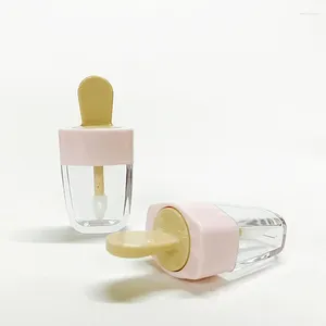 Garrafas de armazenamento de alta qualidade 5ml creme rosa fofo vazio transparente recipientes de batom líquido lábios brilho labial para maquiagem feminina atacado 200 peças