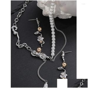 Colares Pingente Eetit High-Grade Imitação Pérolas Beads Cadeia Borla Colar Colar Colar Vidro Zircão Liga de Zinco Jóias para Dr Dh7Fm