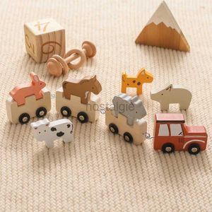 Sorting Nesting Stacking toys Childrens Montessori Wooden Train Toy Farm Model Farmer Cow Mother Chicken Duck Poultry Animal Game Education Gifts 24323