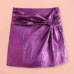 Calças femininas mulheres largas skort elegante cintura alta plissada shorts saia para outono inverno mini com detalhe de nó cor sólida