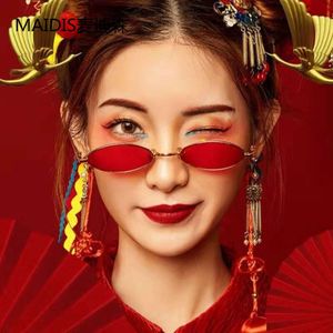 Jet 31036 Hip Hop Trendy Oval Mini Metal Glasses Small Frame China-Chic Solglasögon