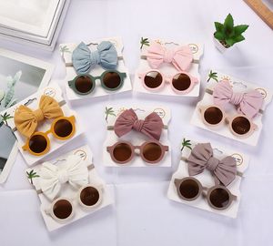 Children's Sunglasses hairbands set 2024 fashion baby cute anti ultraviolet eye protection toy ink lens band set