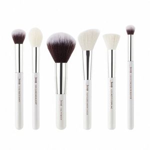 jup Conjuntos de pincéis de maquiagem 6pcs Pincel de maquiagem Pearl White / Sier Beauty Tools Buffer Paint Cheek Highlight Powder c9b6 #