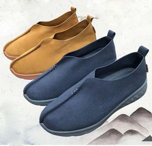 Freizeitschuhe Hochwertige weiche Unterseite Bequeme Faser Buddha Zen Lay Meditation Lohan/Arhat Shaolin Mönch Turnschuhe Grau/Gelb