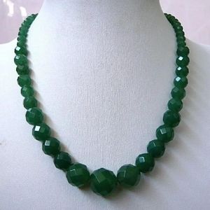 Choker Green 6-14mm Facetter Natural Emerald Round Beads Halsband 18 