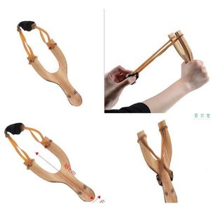 Wooden JllWOn Kids Rubber String Material Sinabag Top Traditional Catapult Interesting Outdoors Hunting Toys Slingshot Fun Props Rfsda