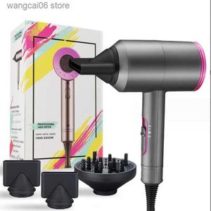 Electric Hair Dryer 2000W professional hair dryer salon powerful cold and hot negative ion hammer blower with diffusion nozzle for quick drying T240323