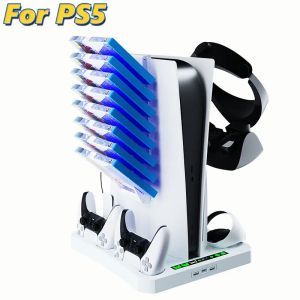 Stands For Sony PS5 VR2 Handle Charger Dock Multifunction Cooling Station Stand Base For PS5 Host Game Disc CD VR Helmet Storage Holde