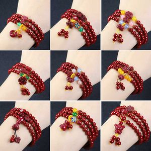 Natural cinnabar bracelet handcrafted with multiple loops fashionable purple gold sand safety buckle bracelet girl Buddha bead bracelet