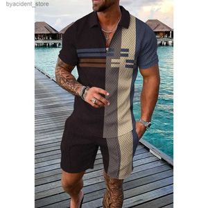 Męskie dresy męskie Zestaw na hawajskie odzież plażowe letnie koszuli boho szorty 2-częściowy zestaw zwykłych koszulek i szortów set STUTSUT L240320