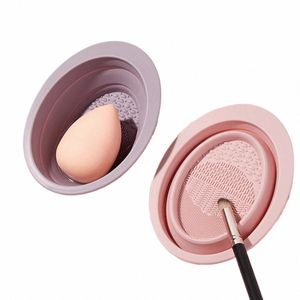 1 st ny Silice Makeup Brush Cleaner SPGE Remover Color Eye Shadow Foundati Brush Cleaning Colorful Scrubber Box Tools O8QD#