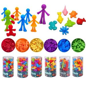 Sortera häckning Stacking Toys Count Dinosaur Toys Matching Game Color and Bowls dagis Barn Montessori Sensory 24323