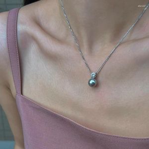 Collana girocollo in argento sterling di alta qualità con perle e catena clavicola, collana di lusso leggera