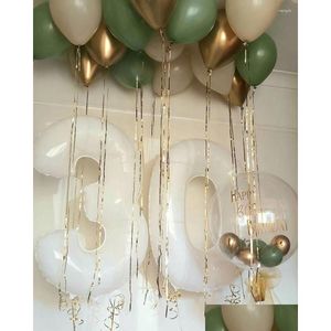 Party Decoration 26Pcs Olive Green Balloon Kit With White Number Foil Balls For Kids Birthday Baby Shower Diy Home Supplies Drop Deliv Otejq