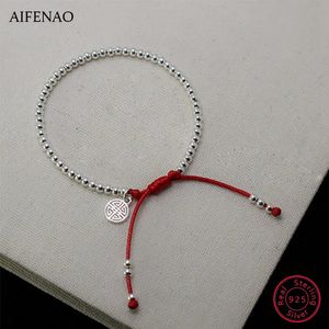 925 Sterling Silver Beads Bracelets for Women Handmade Red Thread Rope Bracelet Friendship Bangle Lucky Jewelry Girls Lady Gift 240320