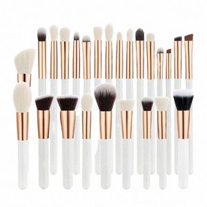 15pcs pincéis de maquiagem branca conjunto Profial Eye Shadow Foundationi Powder Ccealer Ctour Blending Brush Make Up Beauty Tools T8QL #