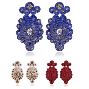 Dangle Küpe Soutache El Yapımı Damla Etnik Tarz Moda Takı Kadınlar için Modaya Dönüş