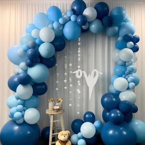 Party Decoration 163pcs Set 32.8ft Blue Aluminium Foil For Birthday Streamers Decorations Latex Balloon Hanging Swirls