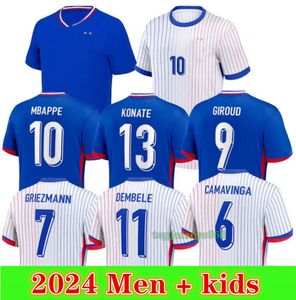 Ny 2024 2025 Franska fotbollströjor Kids Football Kits 24 25 Herr Mbappe Benzema Griezmann Giroud Football Jersey Shirt Uniform Maillot Foot