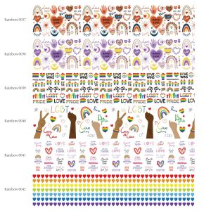 Wrap 38 50 75 mm Wärmeübertragung Regenbogen LGBT Pride Month Ripsband willkommen individuell bedruckt im Großhandel