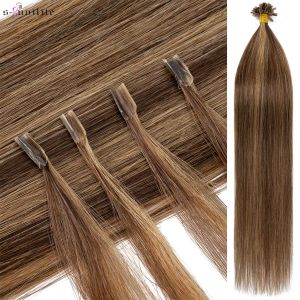 Extensions Snoilite 1g/s 50g U Tip Hair Extensions Thick Straight Human Hair Healthy Keratin Prebonded Capsules Fusion Nail Hair Blonde