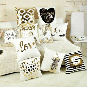 Pillow Love Style Softer Fabric Gold Stamp Cover Bedding Pillowcase 45cm Home Decor Decorative Stamping