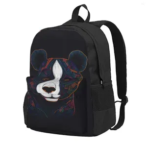 Backpack Panda Line Art Neon College Backpacks Student Unisex Colorful Durable School Bags Casual Rucksack