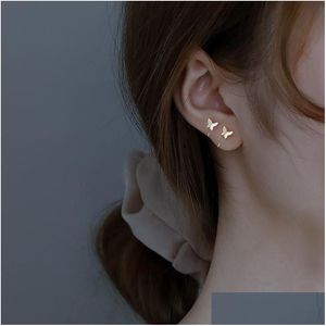 CLIP-ON SCREW Back Fashion Elegant Crystal Butterfly Clip Earrings For Women Ingen piercing Fake Brosk söt uttalande Koreansk örhänge OT3mm
