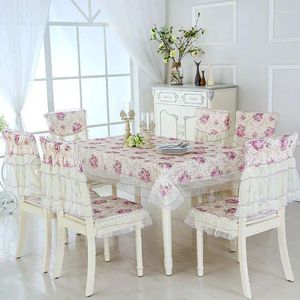 Table Cloth European Pastoral Grid Tea Fabric Fresh Chair Cover Dining Room Cushion Back Non-slip Thickening Home Decorate