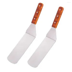 Set di posate 1 pezzo di bistecca con manico in legno Barbecue in acciaio inossidabile con base piatta Strumento di cottura multiuso per barbecue all'aperto