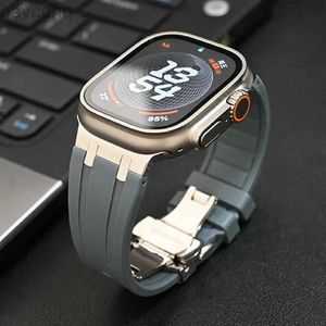 Watch Bands Used for Watch Ultra 2 1 49mm series 9 8 7 41 45mm rubber strap for iWatch 6 5 4 se 42mm 44mm mens bracelet 24323