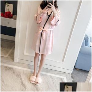 Women Sutwear Satin Pajamas Silk Pajama Zestaw Set Spaghetti Strap V-Neck Summer Pijama Backless Y dla kobiet długi spodni Pajama 007 Drop del otiyh