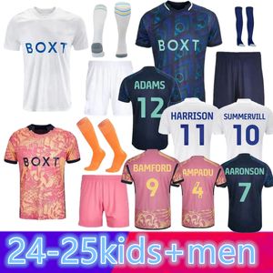 2023 2024 Bamford Llorente Soccer Jerseys Home Away 2023 2024 Adams Aaronson Harrison Sinisterra James Maillots de Football Kids Kit Football Shird Leeds Unitedes