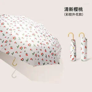 Umbrellas Japanese Hook Handle For Women Anti UV Mini Sunscreen Umbrella Portable Windproof Sunny And Rainy