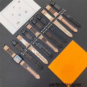 Designer äkta läder Apple Watch Bands Watchbands för Apple Watch Series 3 4 5 6 7 8 9 Luxury Watch Strap Fashion Designer 38mm 40mm 41mm 42mm 44mm 45mm 49mm Iwatch BA