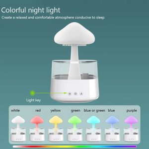 Cogumelo chuva umidificador de ar elétrico aroma difusor chuva nuvem cheiro distribuidor relaxar gotas de água sons coloridos luzes da noite 240322