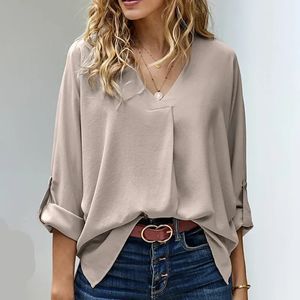 Solid Casual Loose Blueses for Women Fashion Autumn Vintage Womens Overized Shirts and Elegant Youth Female Tops 240320