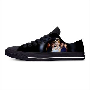 Sapatos buffy the vampiro matador de anime anime desenho animado mangá sapatos de pano casual de baixo top top lightweight respirável impressão 3d masculino tênis tênis