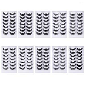 False Eyelashes 7 Par 6D Faux Mink Lashes Black Volume Wispy Fluffy Cat Eye Russian Strip Extensions Makeup Tool