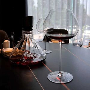 Wine Glasses European red wine glass handmade blow molded crystal glass wine restaurant high-value hot pot cups. L240323