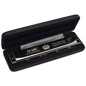 Silver Harmonica 28 Holes C Key Mouth Organ Blues Rock Jazz Folk Harmonicas New Arrival Dropshipping